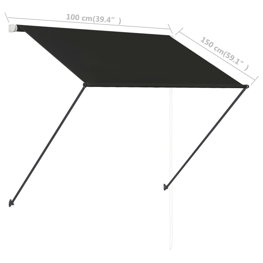 vidaXL Markiza zwijana z LED, 100 x 150 cm, antracytowa