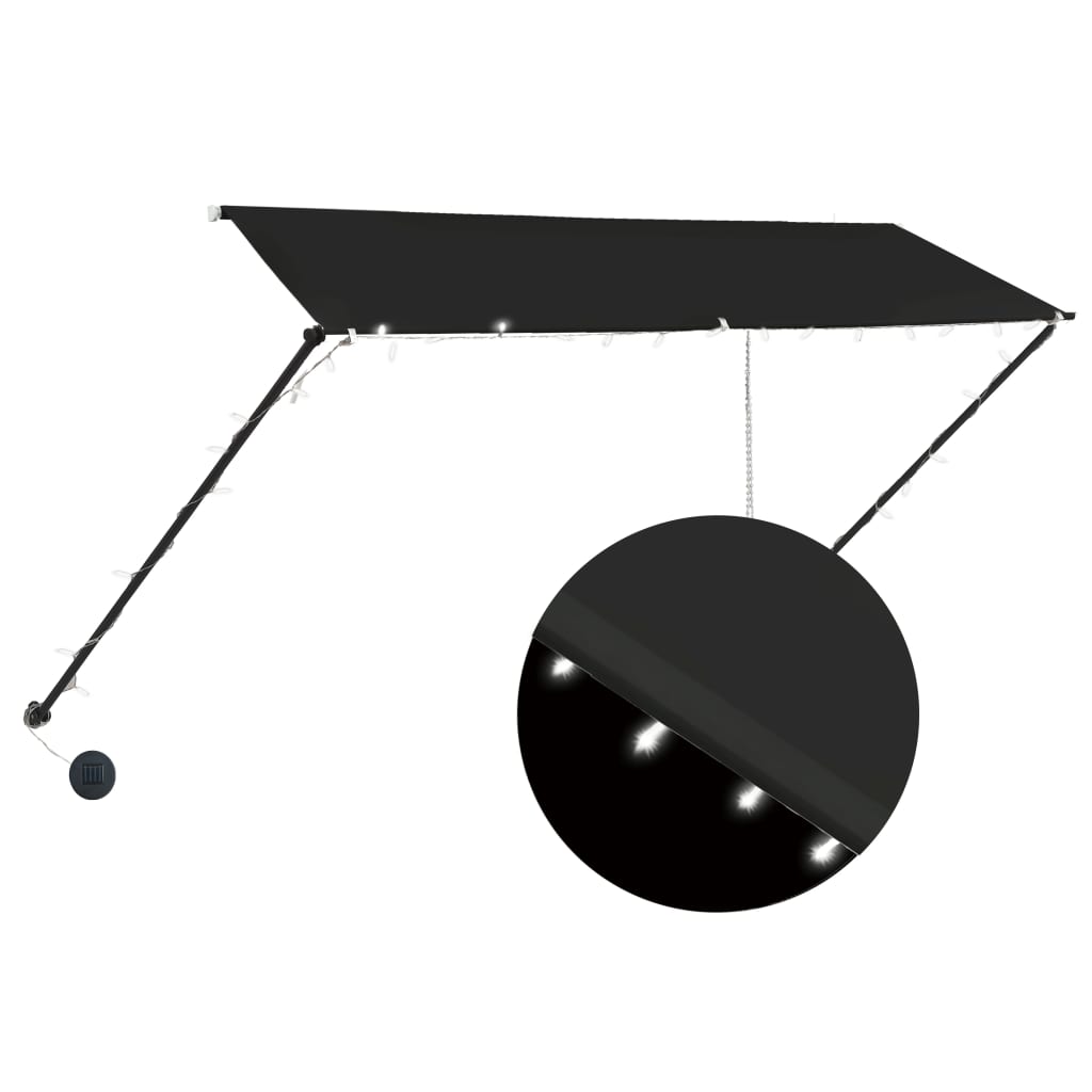 vidaXL Markiza zwijana z LED, 300 x 150 cm, antracytowa