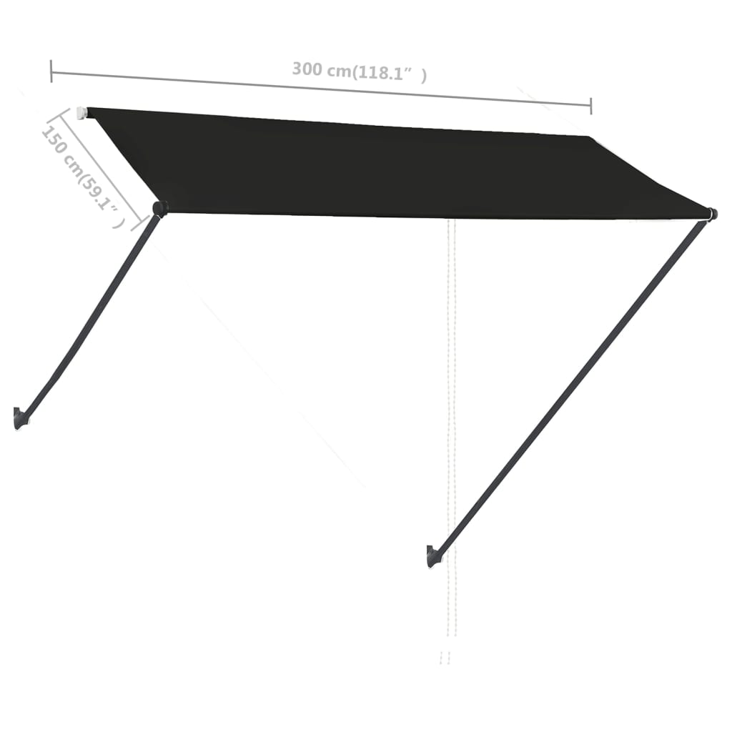 vidaXL Markiza zwijana z LED, 300 x 150 cm, antracytowa