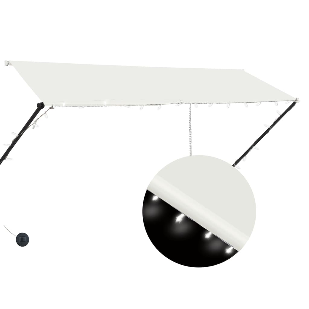vidaXL Markiza zwijana z LED, 300 x 150 cm, kremowa