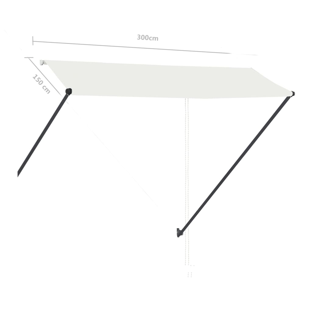 vidaXL Markiza zwijana z LED, 300 x 150 cm, kremowa