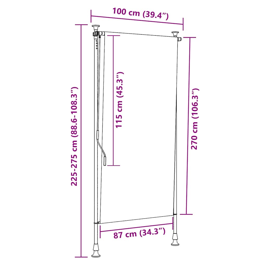vidaXL Roleta zewnętrzna, 100x270 cm, antracytowa