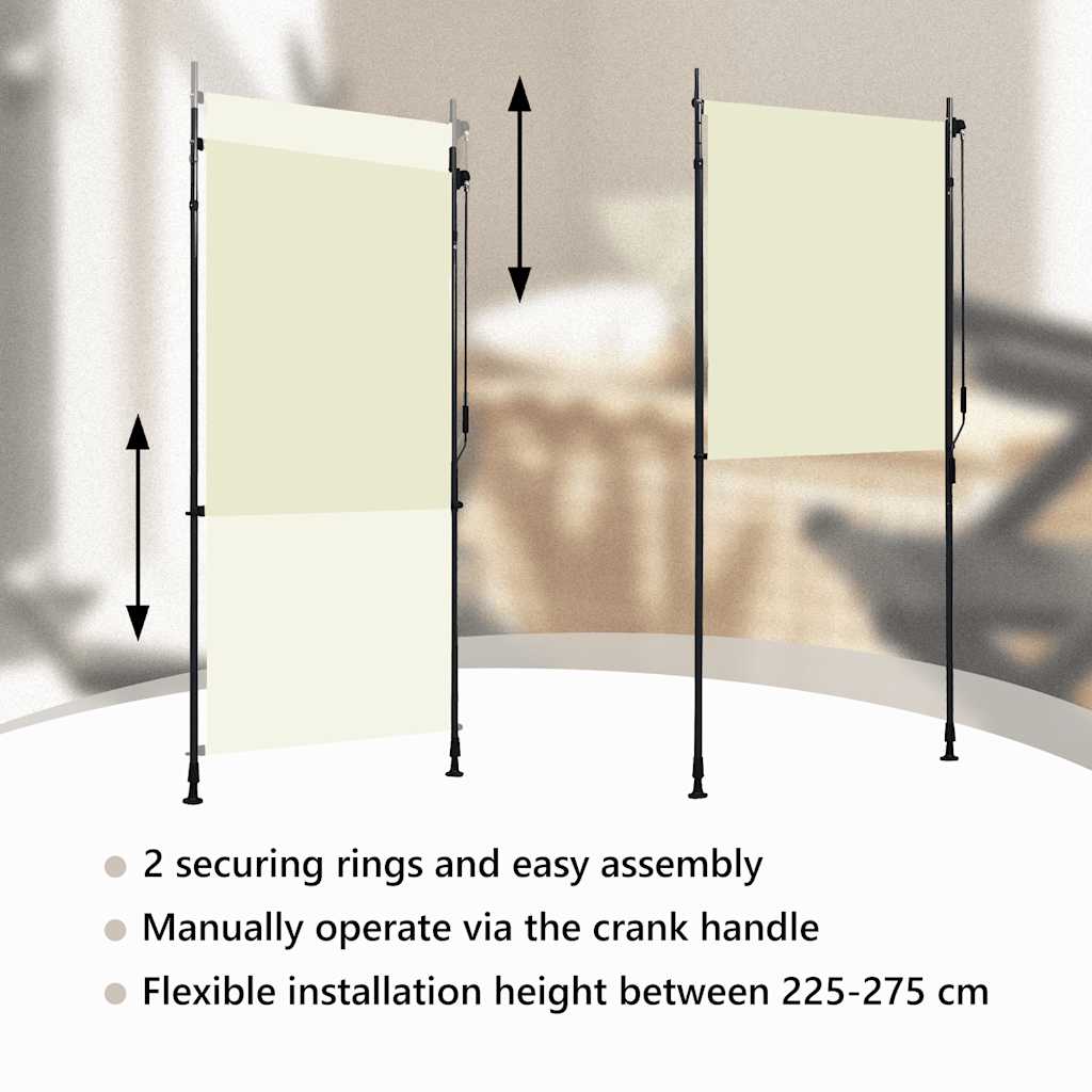 vidaXL Roleta zewnętrzna, 100x270 cm, kremowa