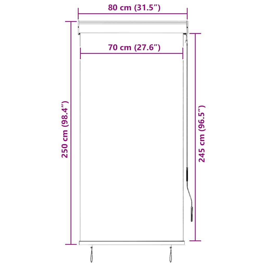 vidaXL Roleta zewnętrzna, 80x250 cm, żółto-niebieska