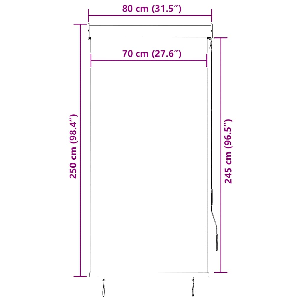 vidaXL Roleta zewnętrzna, 80x250 cm, kremowa