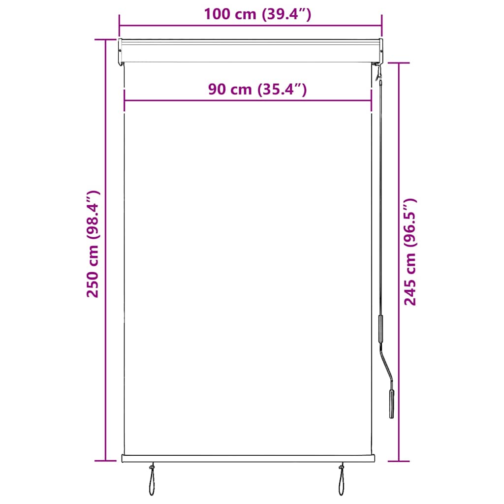 vidaXL Roleta zewnętrzna, 100x250 cm, niebiesko-biała