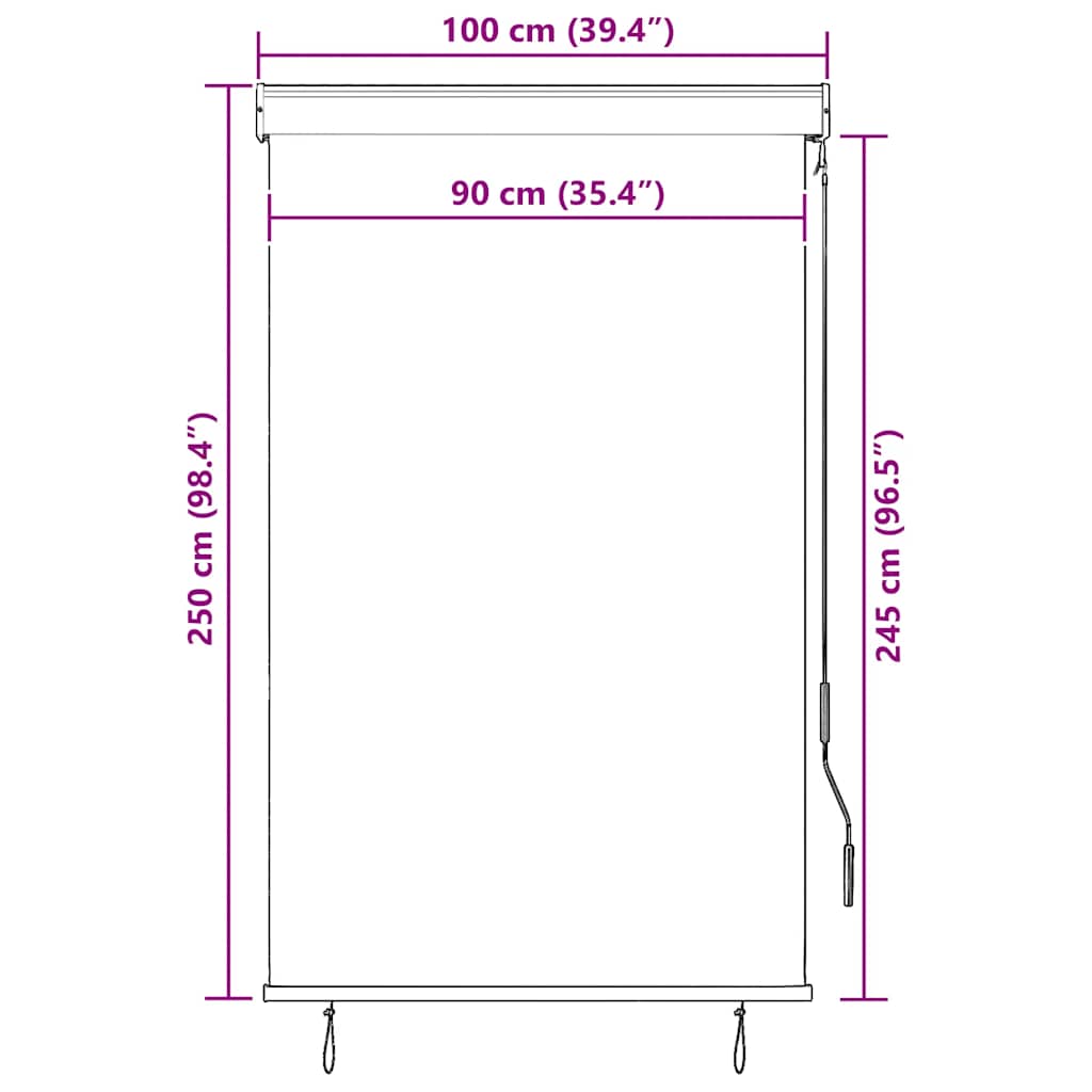 vidaXL Roleta zewnętrzna, 100x250 cm, biało-pomarańczowa