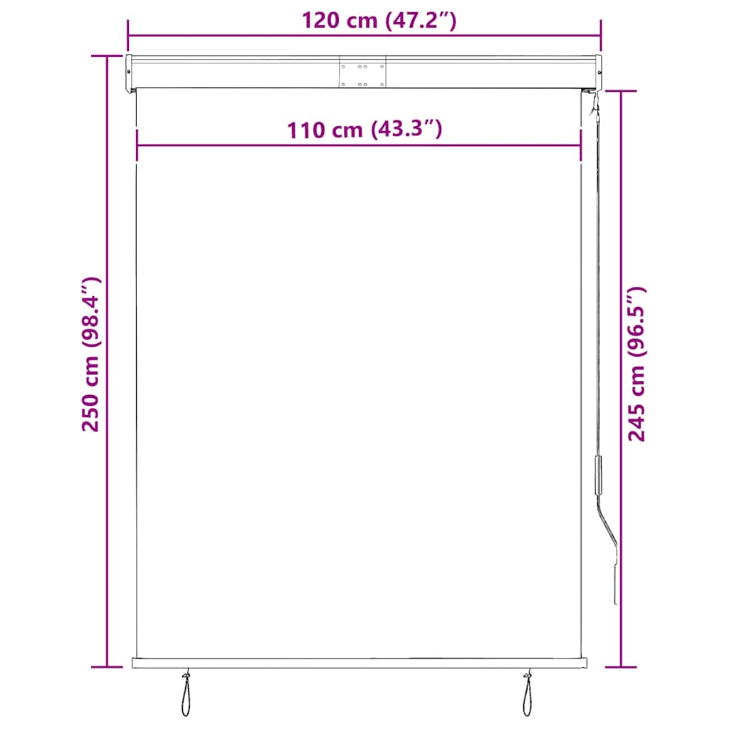 vidaXL Roleta zewnętrzna, 120x250 cm, biało-pomarańczowa