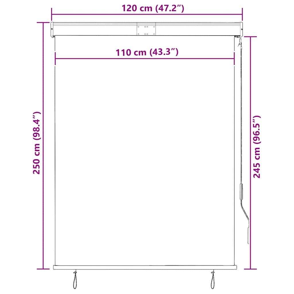 vidaXL Roleta zewnętrzna, 120x250 cm, kremowa