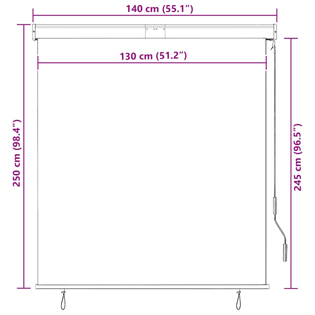 vidaXL Roleta zewnętrzna, 140x250 cm, żółto-niebieska