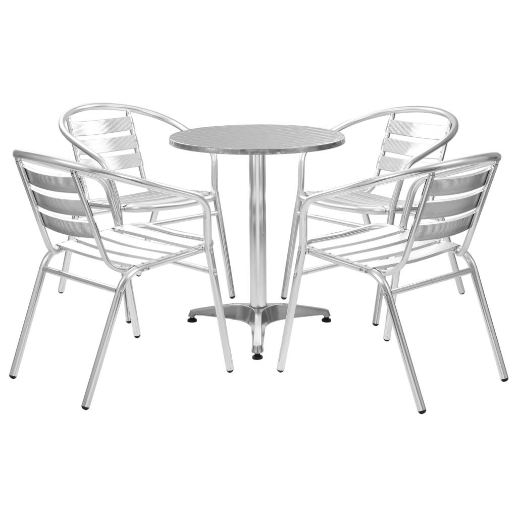 vidaXL 5-częściowy zestaw mebli ogrodowych, aluminium, srebrny