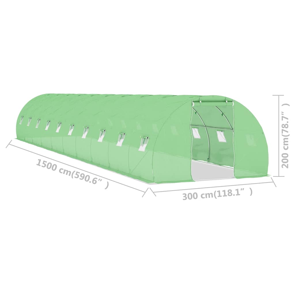 vidaXL Szklarnia ogrodowa, 45 m², 15 x 3 x 2 m