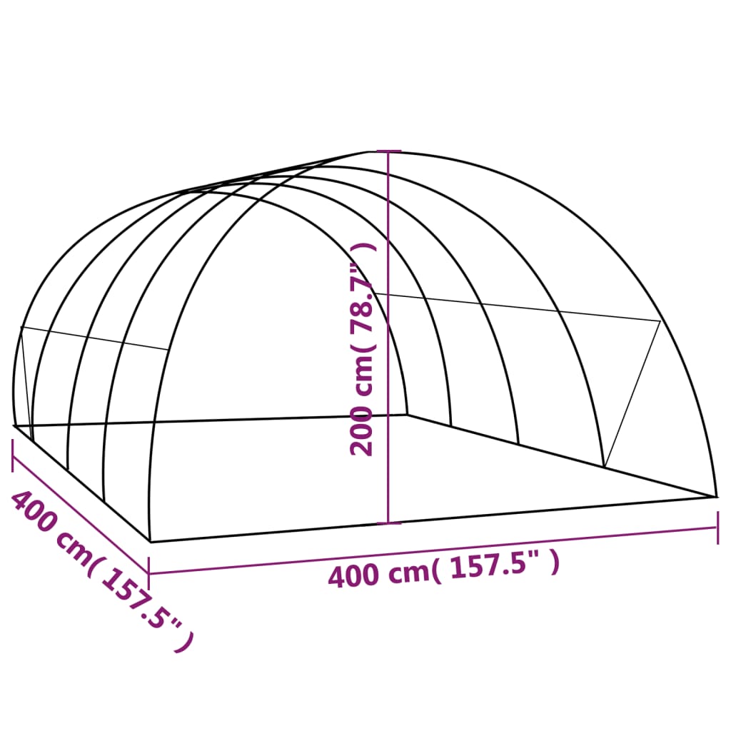 vidaXL Szklarnia ogrodowa, 16 m², 4x4x2 m