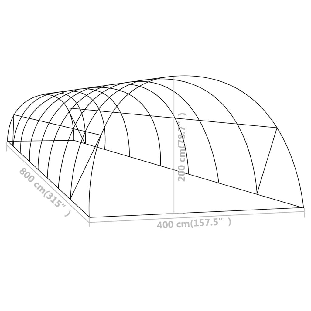 vidaXL Szklarnia ogrodowa, 32 m², 8 x 4 x 2 m
