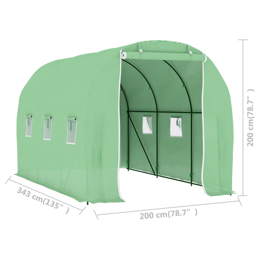 vidaXL Szklarnia ogrodowa, 6,86 m², 3,43 x 2 x 2 m