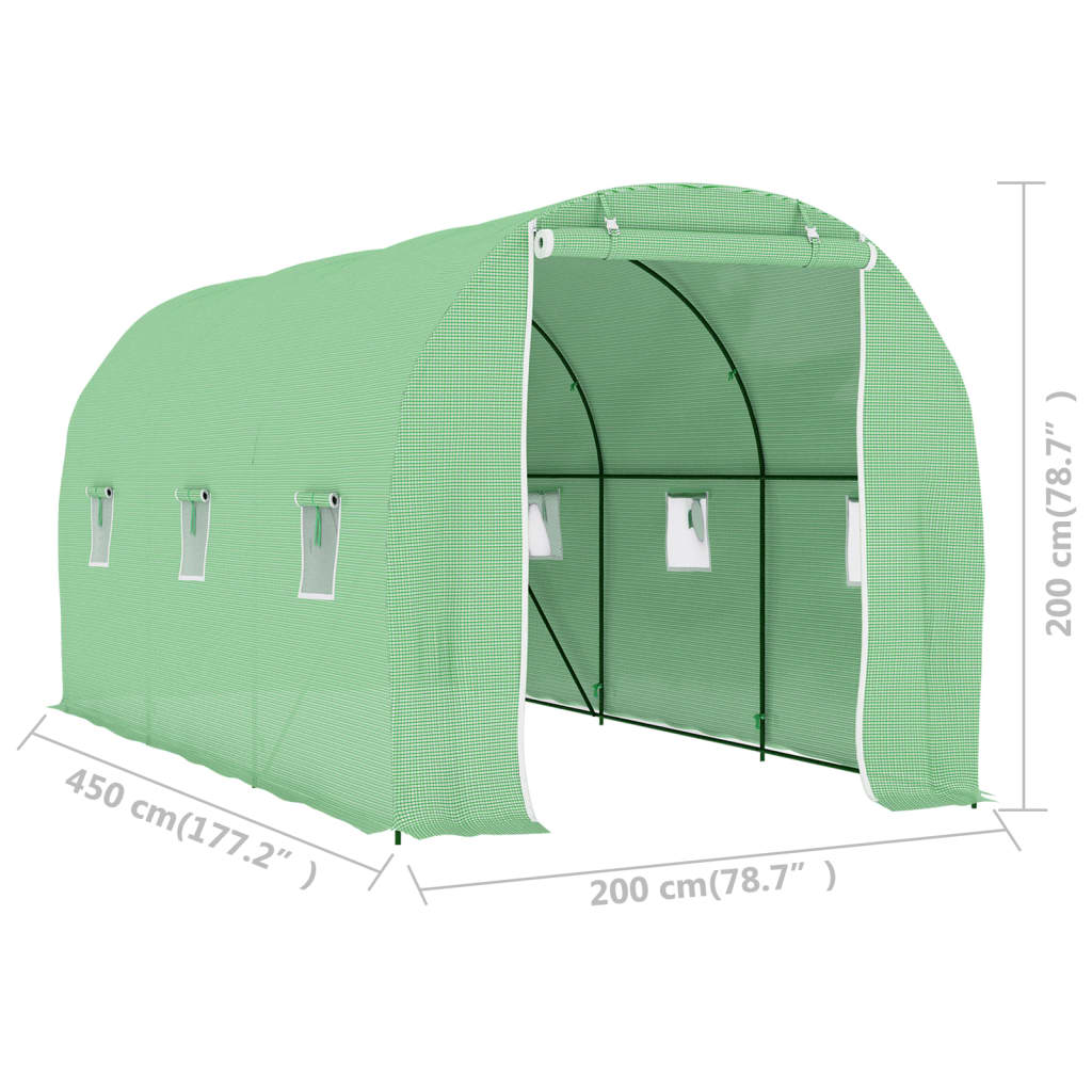 vidaXL Szklarnia ogrodowa, 9 m², 4,5 x 2 x 2 m