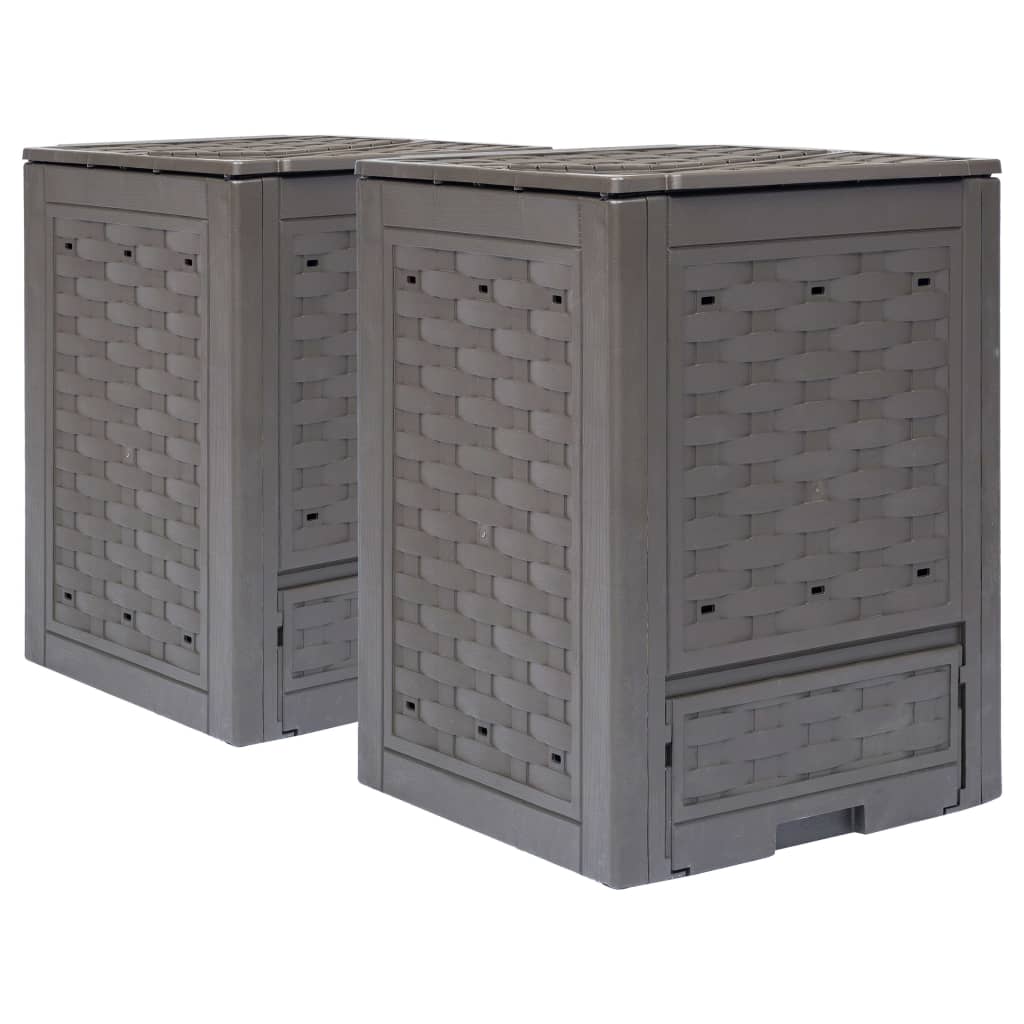 vidaXL Kompostowniki, 2 szt., 60x60x83 cm, 600 L, rattan z tworzywa
