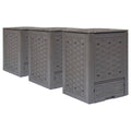 vidaXL Kompostowniki, 3 szt., 60x60x83 cm, 900 L, rattan z tworzywa