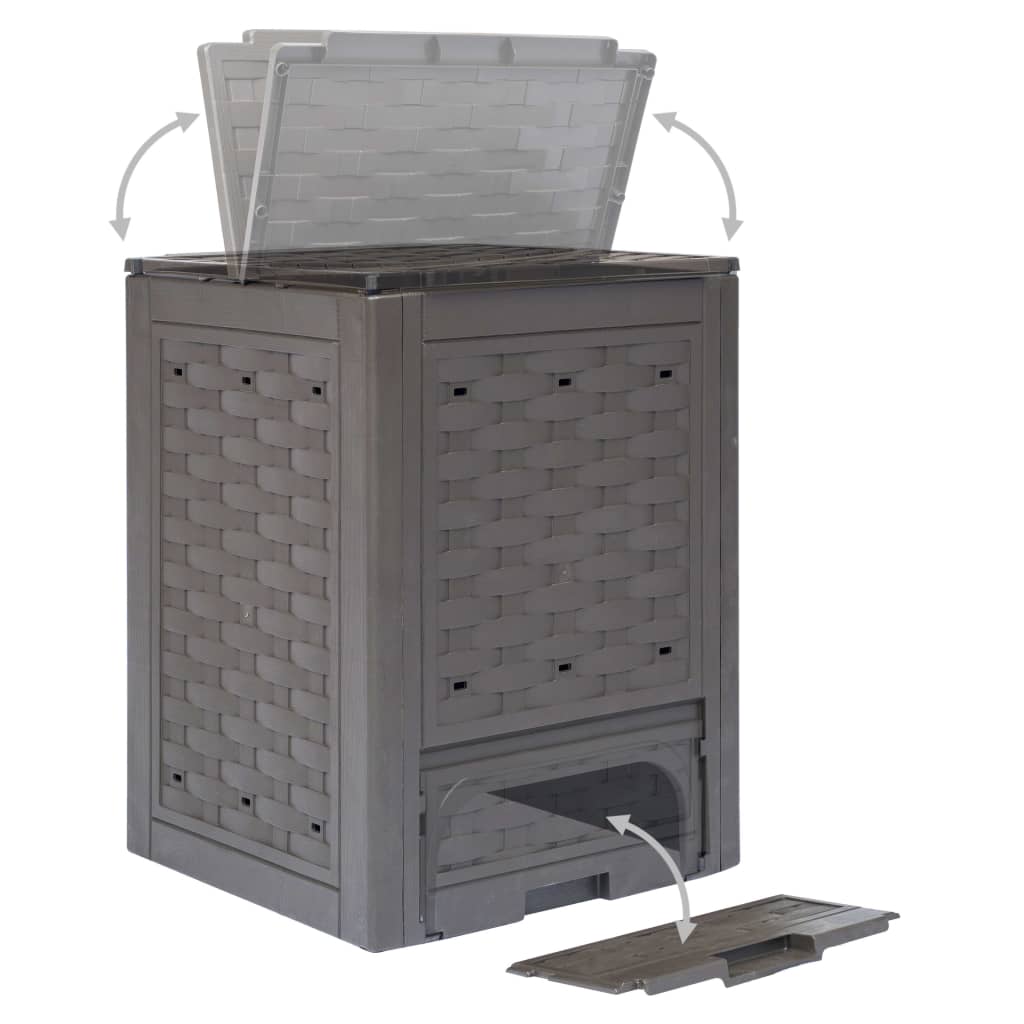 vidaXL Kompostowniki, 3 szt., 60x60x83 cm, 900 L, rattan z tworzywa