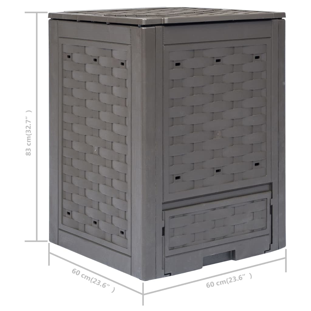 vidaXL Kompostowniki, 3 szt., 60x60x83 cm, 900 L, rattan z tworzywa