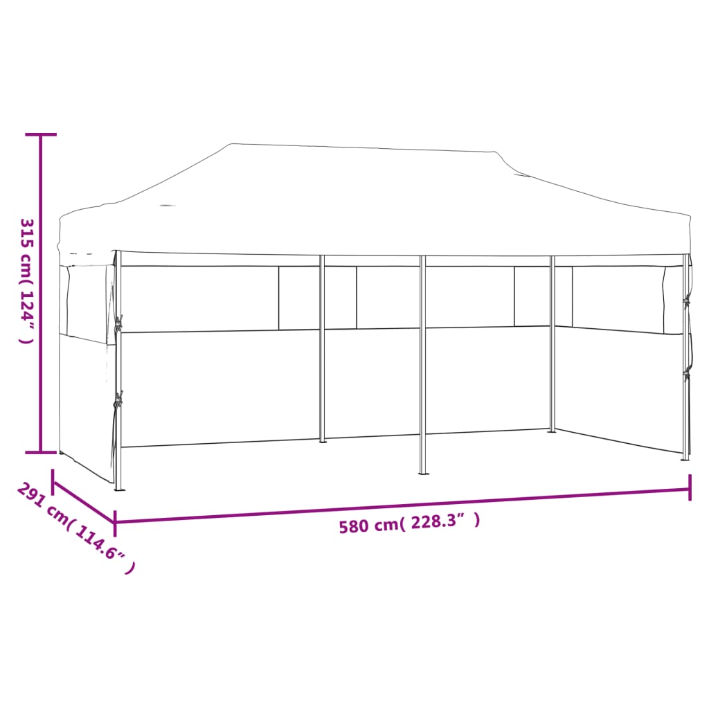 vidaXL Składany namiot ze ścianami bocznymi, 3 x 6 m, stal, biały