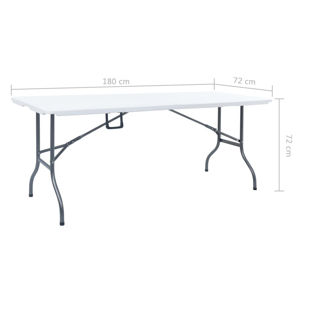 vidaXL Składany stół ogrodowy, biały, 180x72x72 cm, HDPE