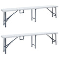 vidaXL Składane ławki ogrodowe, 2 szt., 180 cm, HDPE, białe