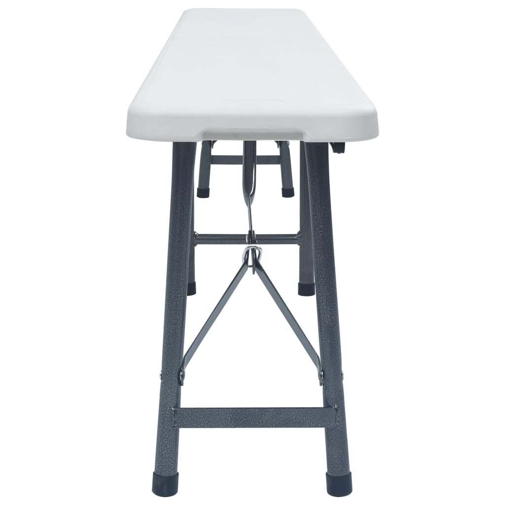 vidaXL Składane ławki ogrodowe, 2 szt., 180 cm, HDPE, białe