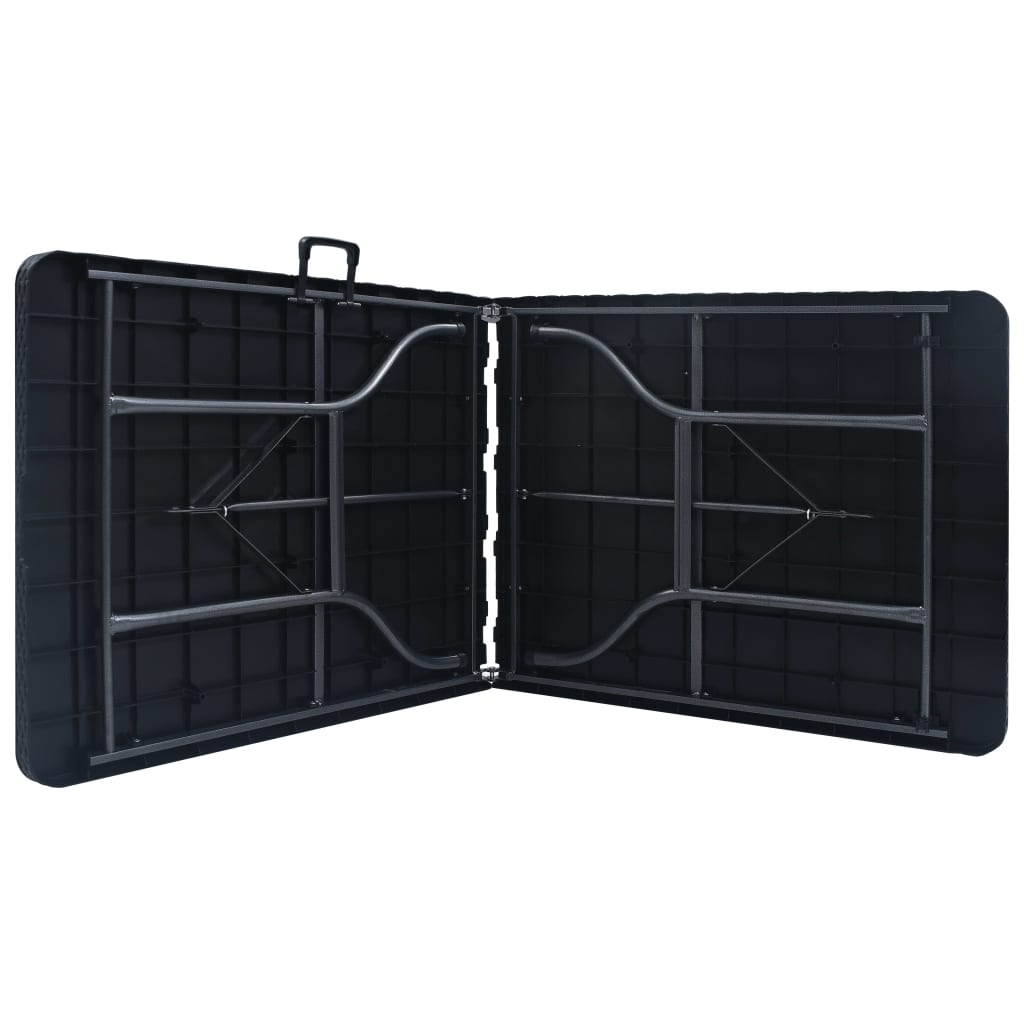 vidaXL Składany stolik, czarny 180x75x72 cm, HDPE, imitacja rattanu