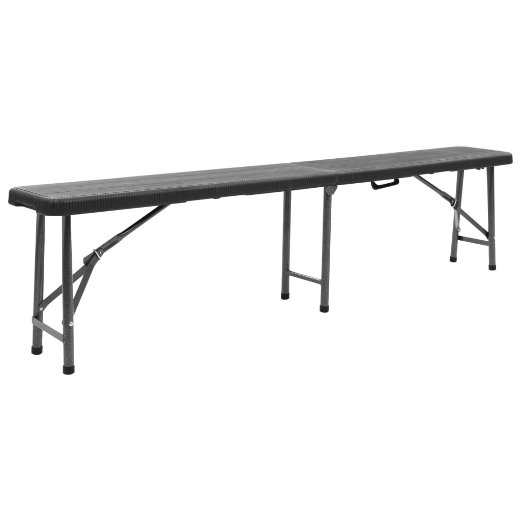 vidaXL Składane ławki ogrodowe, 2 szt., 180 cm, HDPE, czarne