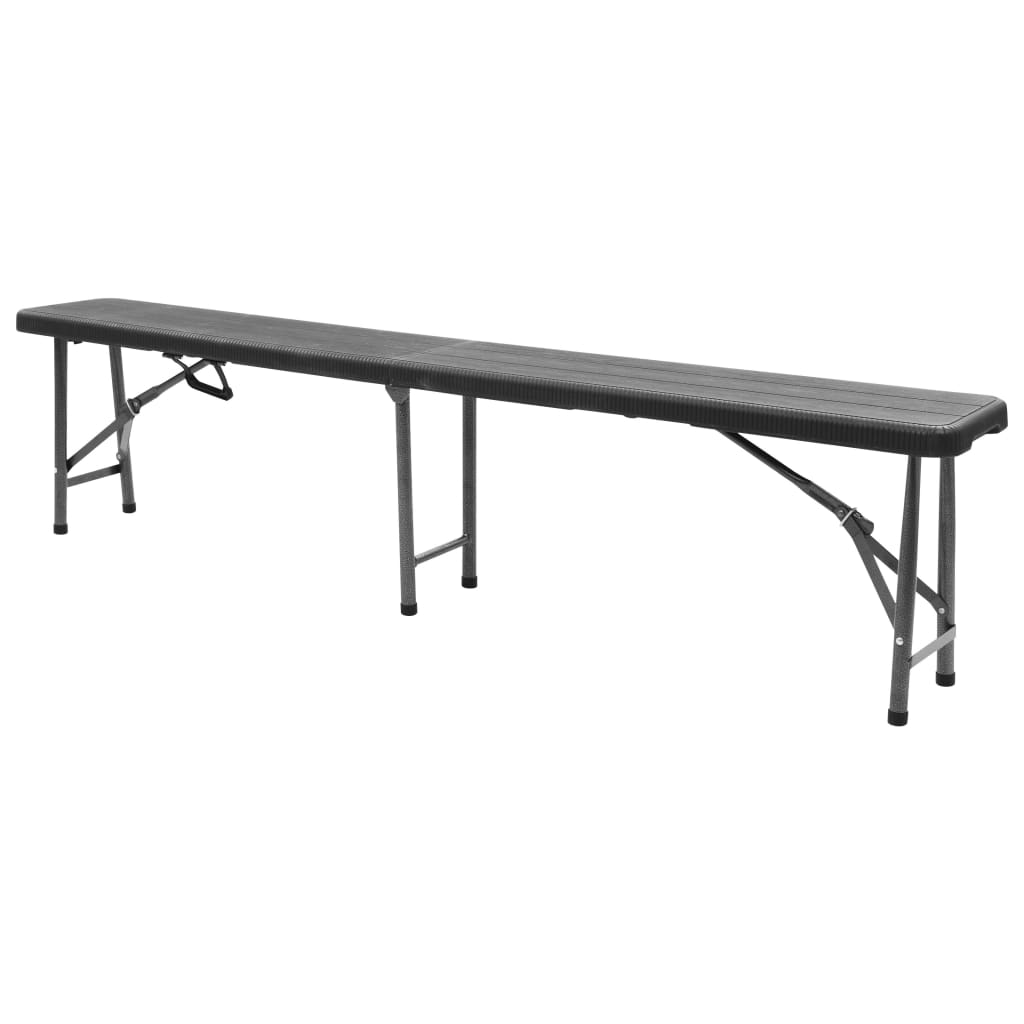 vidaXL Składane ławki ogrodowe, 2 szt., 180 cm, HDPE, czarne