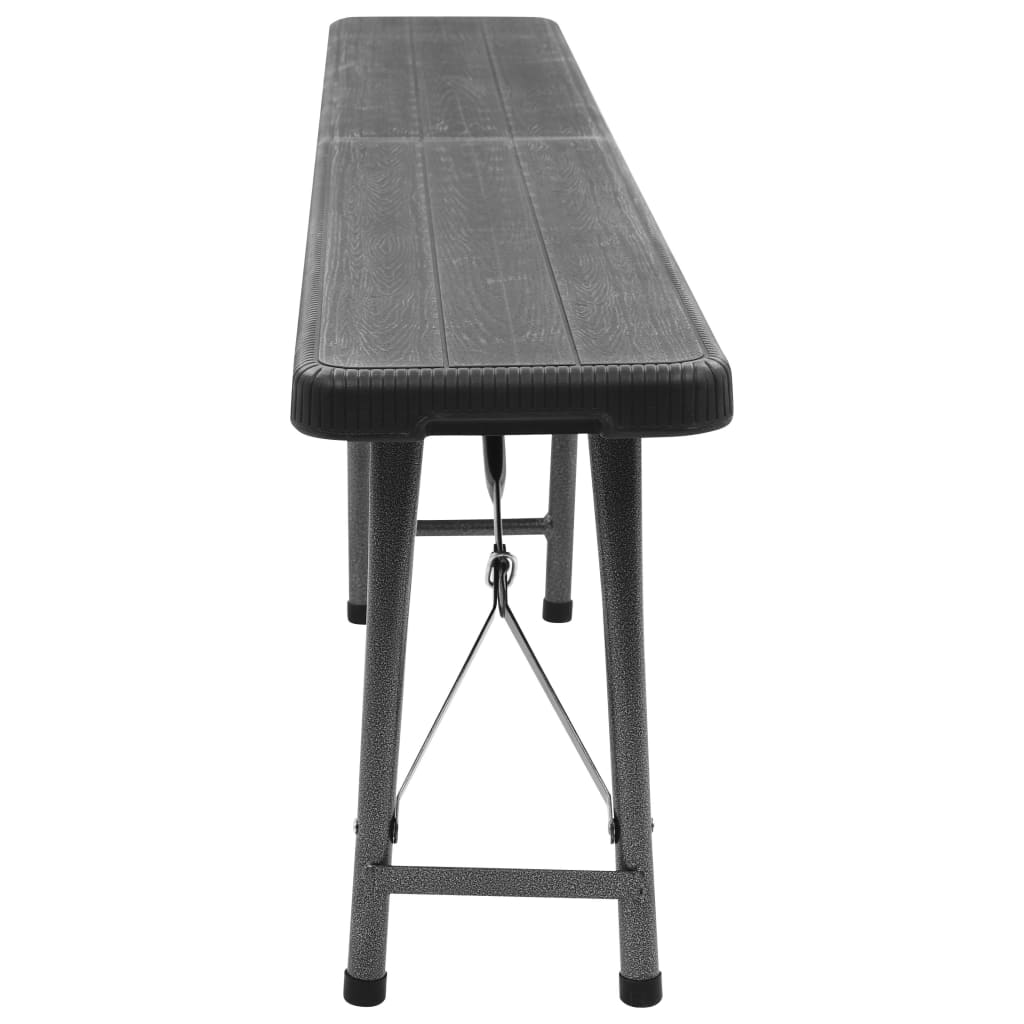 vidaXL Składane ławki ogrodowe, 2 szt., 180 cm, HDPE, czarne