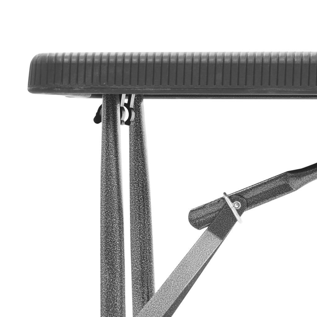 vidaXL Składane ławki ogrodowe, 2 szt., 180 cm, HDPE, czarne