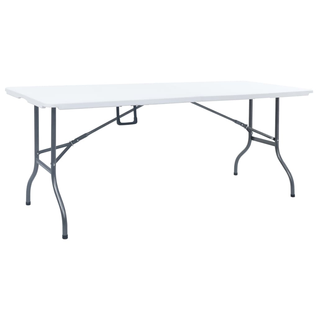 vidaXL Składany stół ogrodowy z 2 ławkami, 180 cm, stal i HDPE, biały