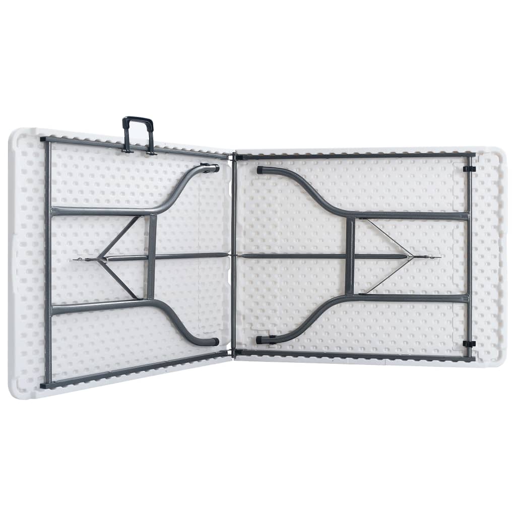 vidaXL Składany stół ogrodowy z 2 ławkami, 180 cm, stal i HDPE, biały