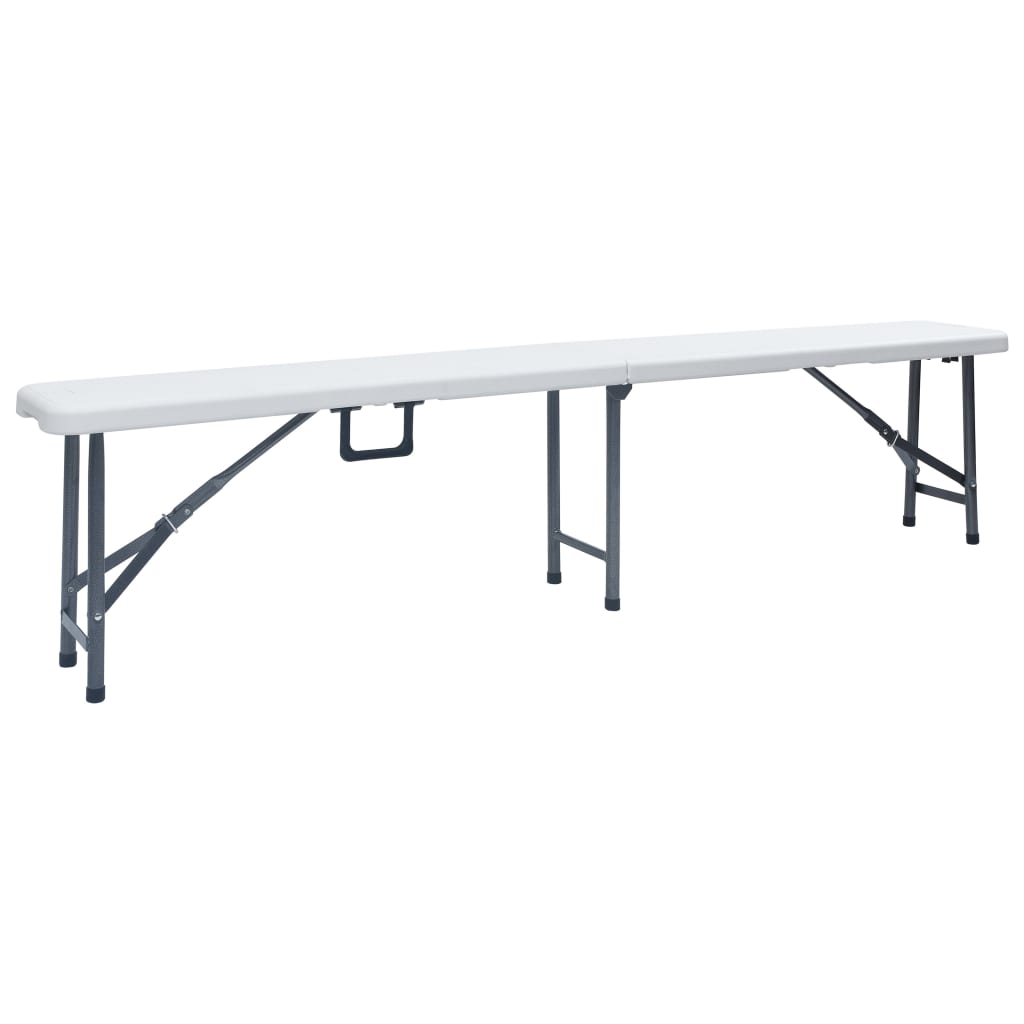 vidaXL Składany stół ogrodowy z 2 ławkami, 180 cm, stal i HDPE, biały