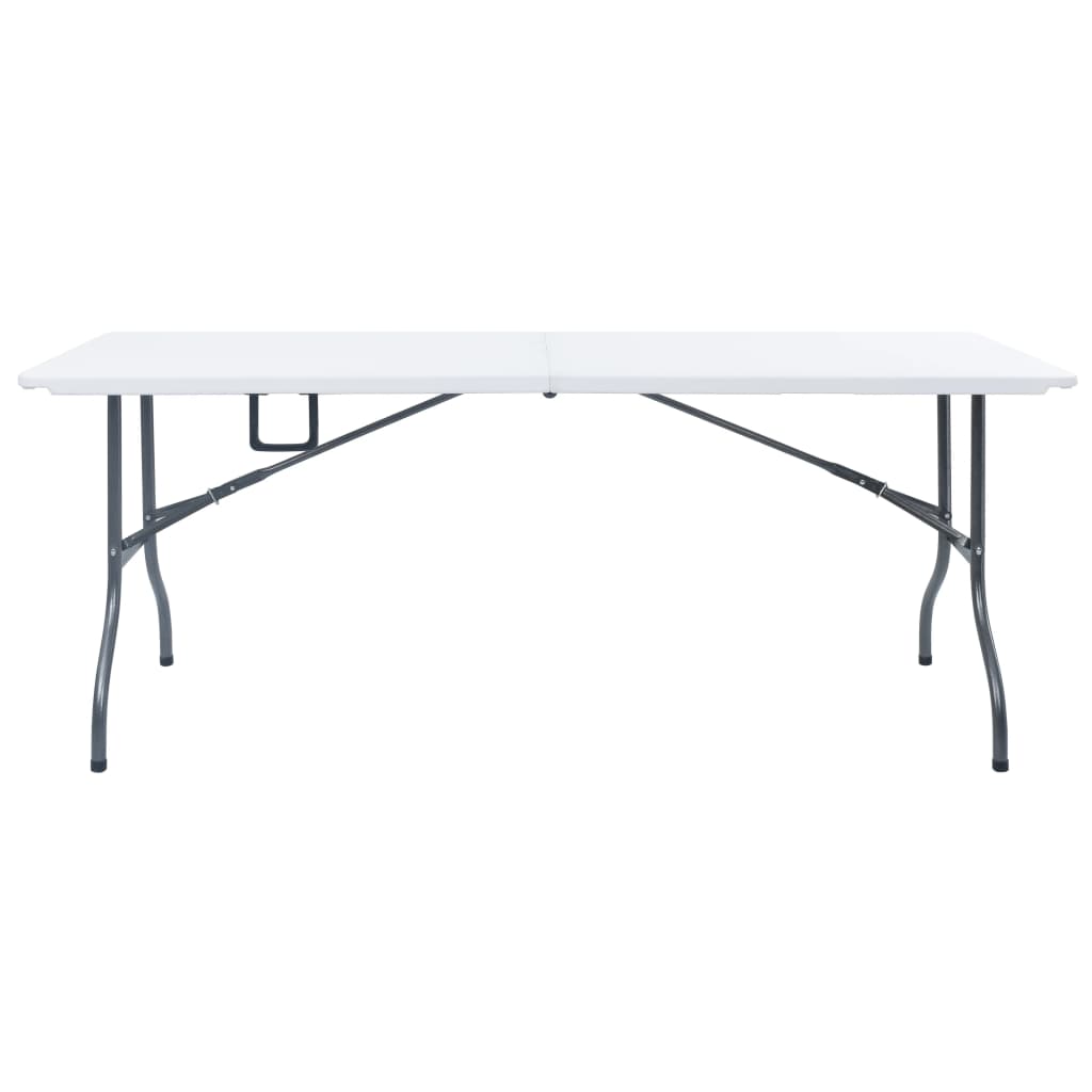 vidaXL Składany stół ogrodowy z 2 ławkami, 180 cm, stal i HDPE, biały