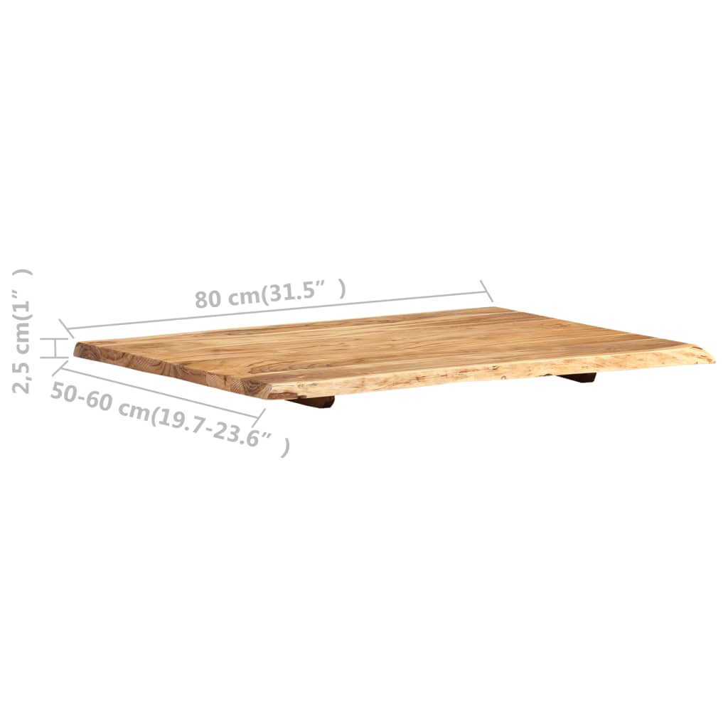 vidaXL Blat, lite drewno akacjowe, 80x(50-60)x2,5 cm