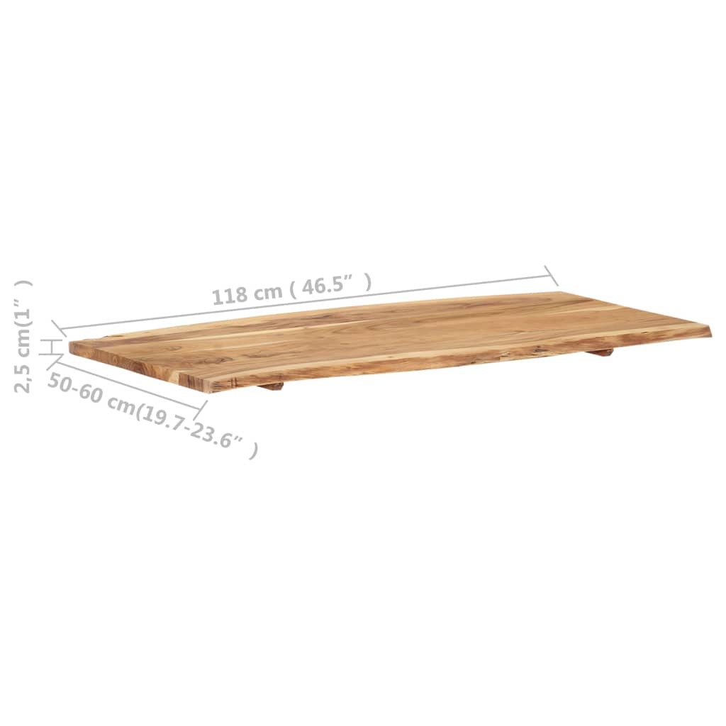 vidaXL Blat, lite drewno akacjowe, 118x(50-60)x2,5 cm