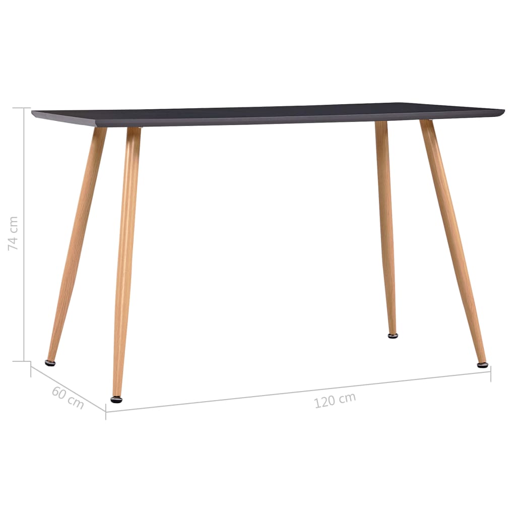 vidaXL Stół do jadalni, kolor dębowy i szary, 120x60x74 cm, MDF