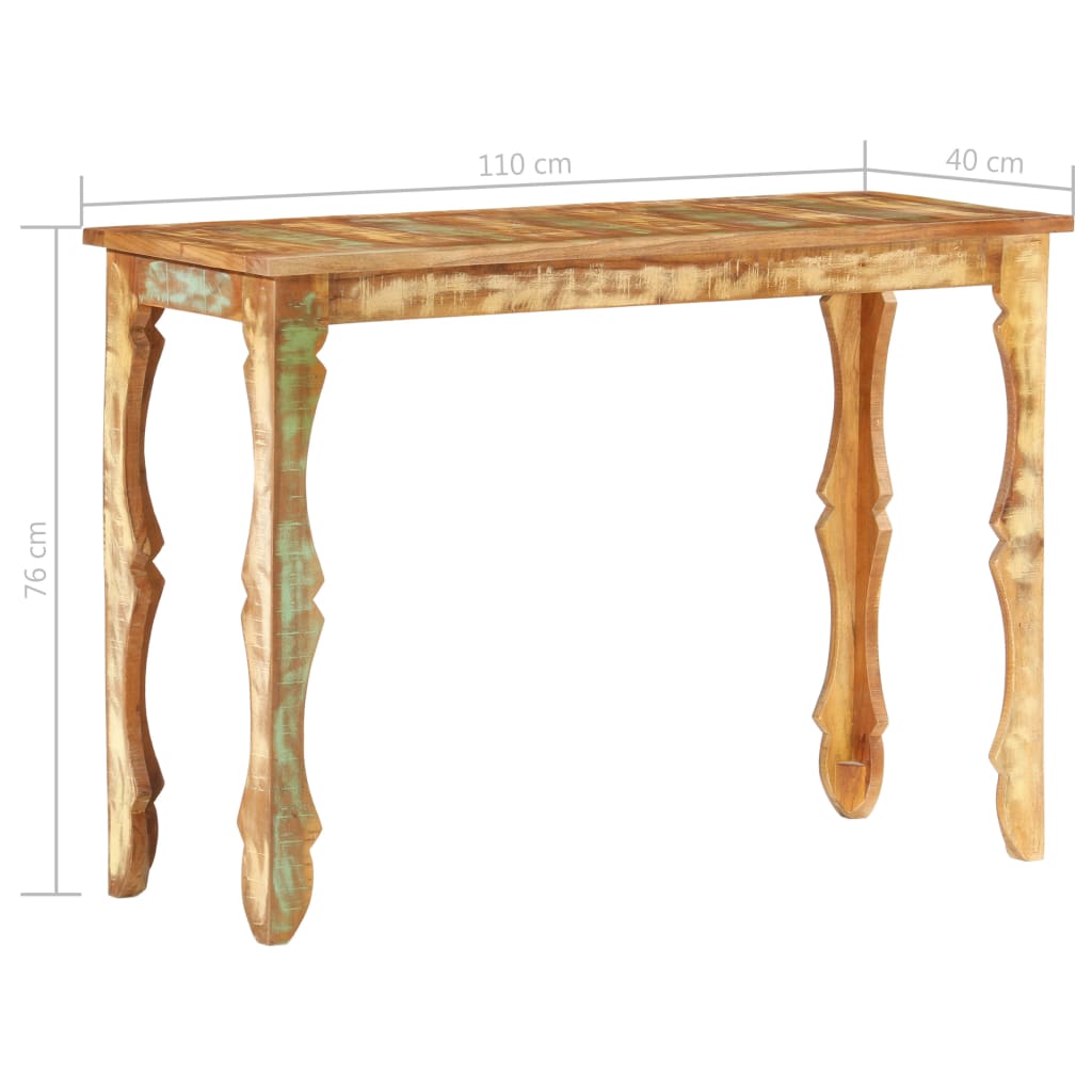 vidaXL Stolik typu konsola, 110 x 40 x 76 cm, lite drewno z odzysku
