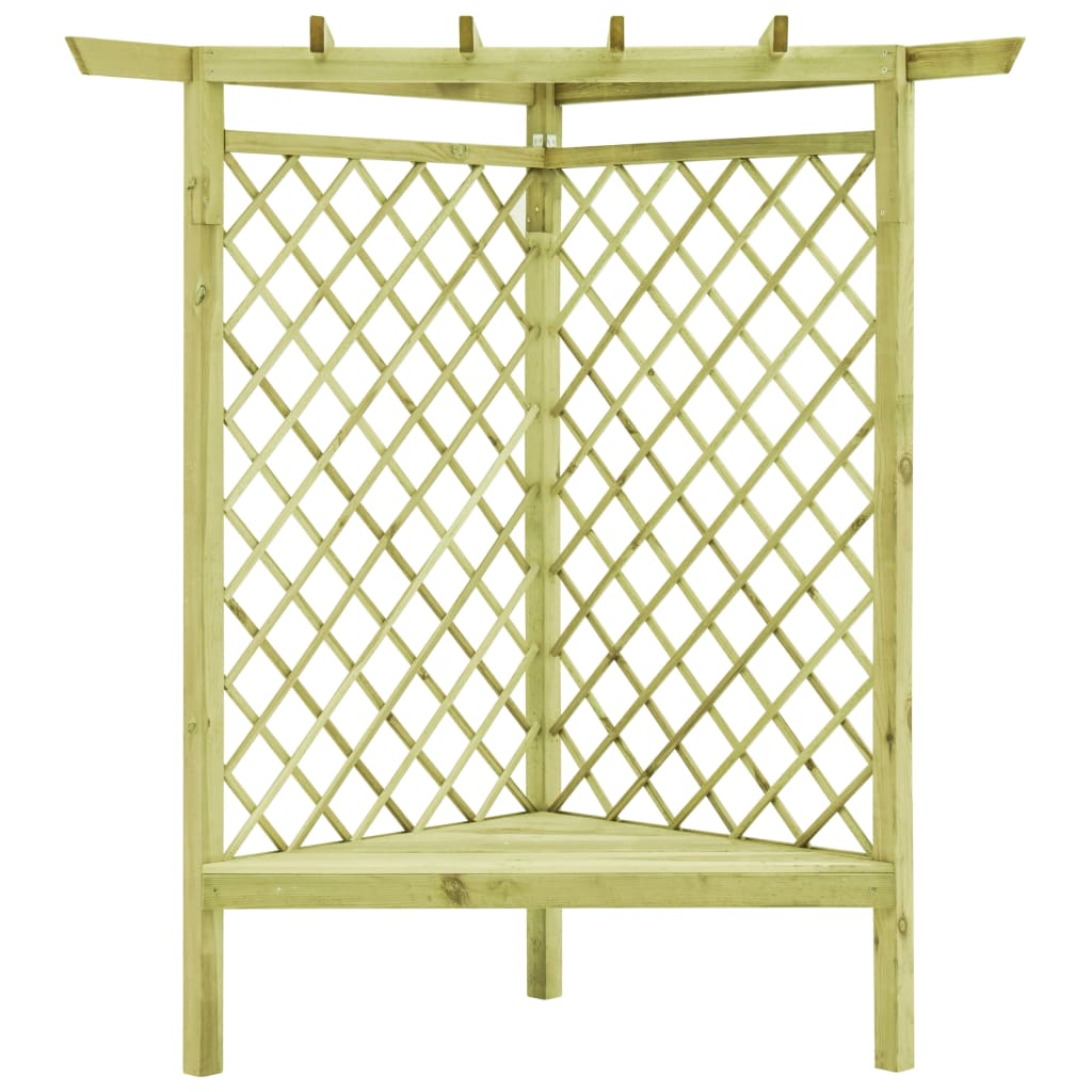 vidaXL Pergola narożna z ławką, 130x130x197 cm, drewno sosnowe