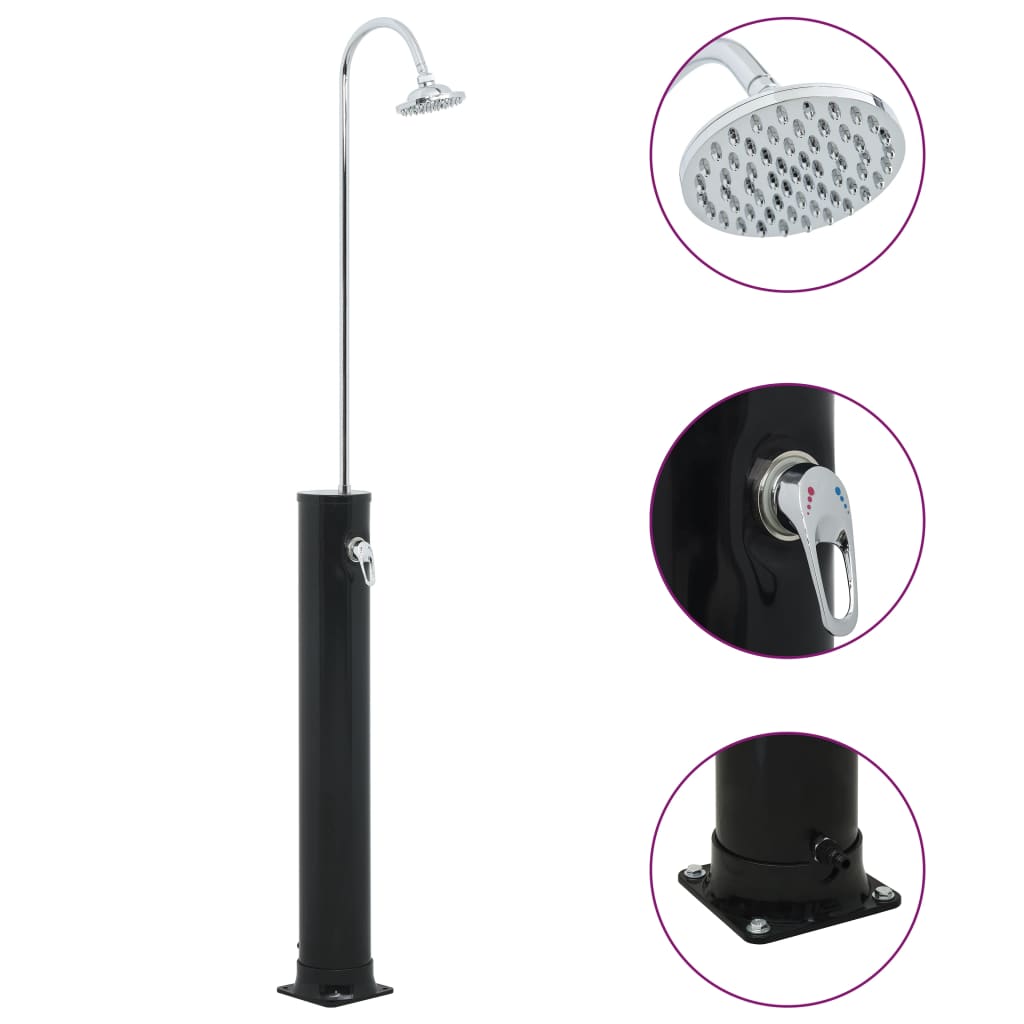 vidaXL Prysznic solarny, czarny, 214 cm, 20 L