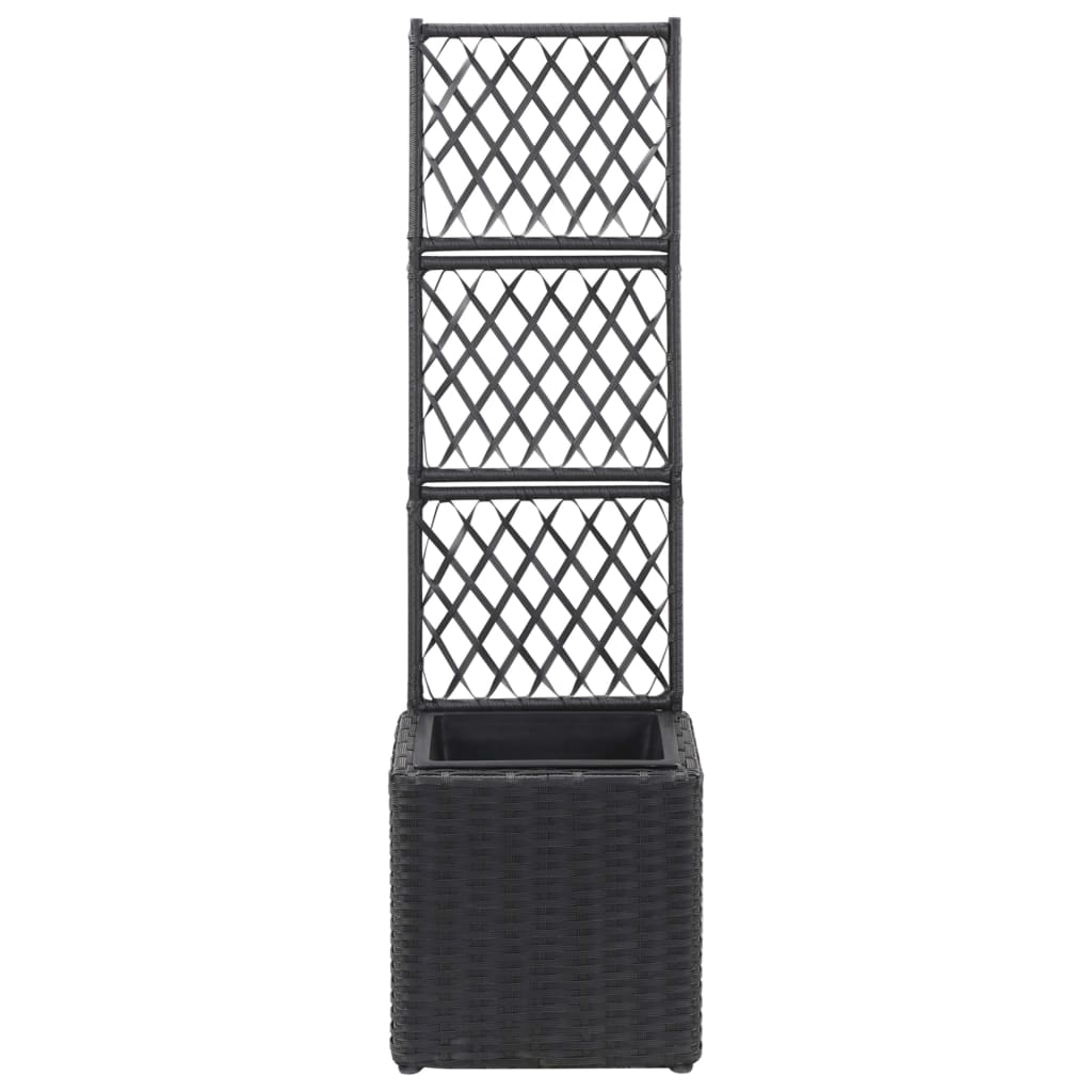 vidaXL Donica z kratką i 1 wkładem, 30x30x107 cm, rattan PE, czarna