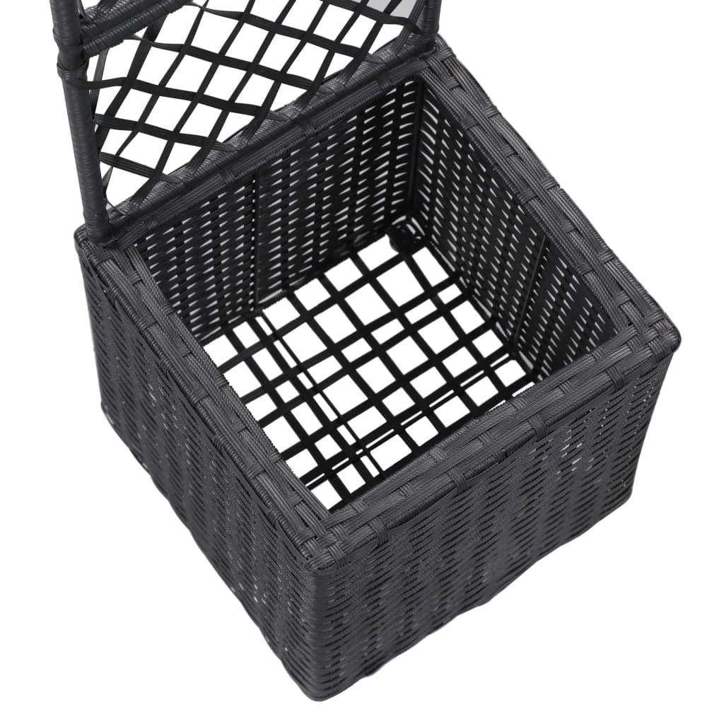 vidaXL Donica z kratką i 1 wkładem, 30x30x107 cm, rattan PE, czarna