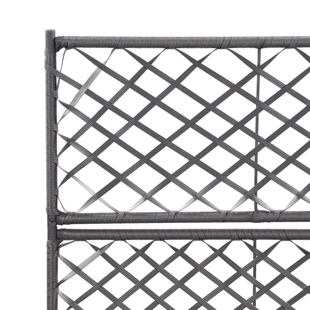 vidaXL Donica z kratką i 2 wkładami, 58x30x107 cm, polirattan, czarna