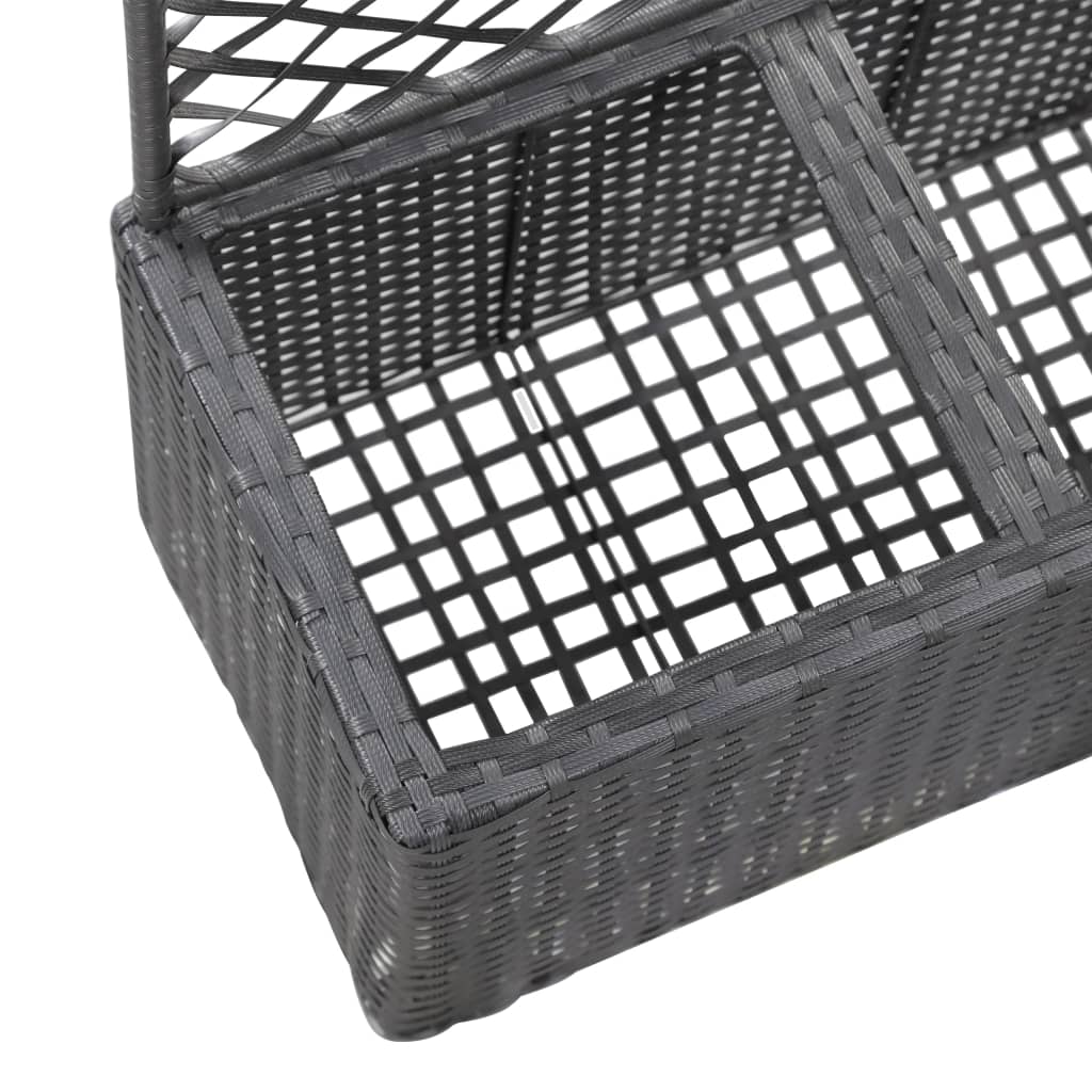 vidaXL Donica z kratką i 2 wkładami, 58x30x107 cm, polirattan, czarna