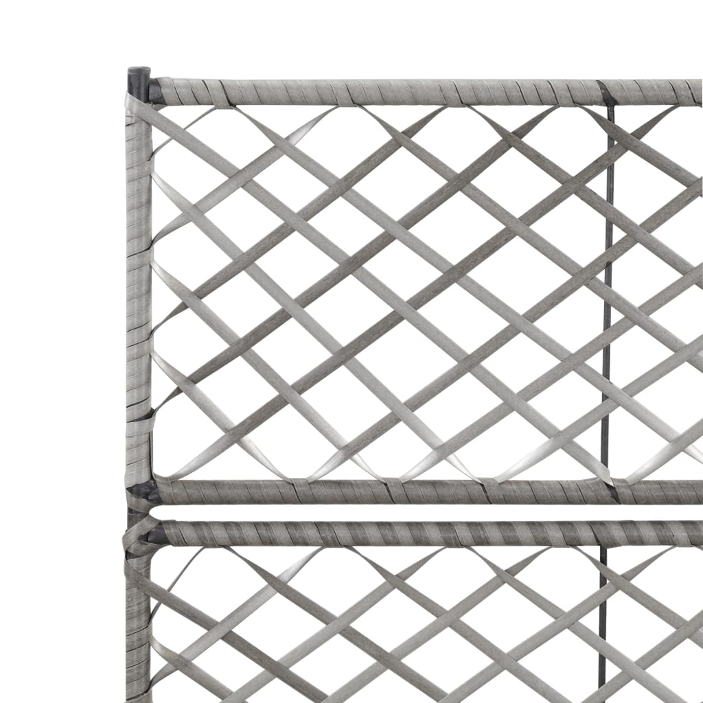 vidaXL Donica z kratką i 2 wkładami, 58x30x107 cm, polirattan, szara