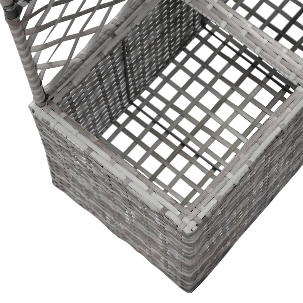 vidaXL Donica z kratką i 2 wkładami, 58x30x107 cm, polirattan, szara