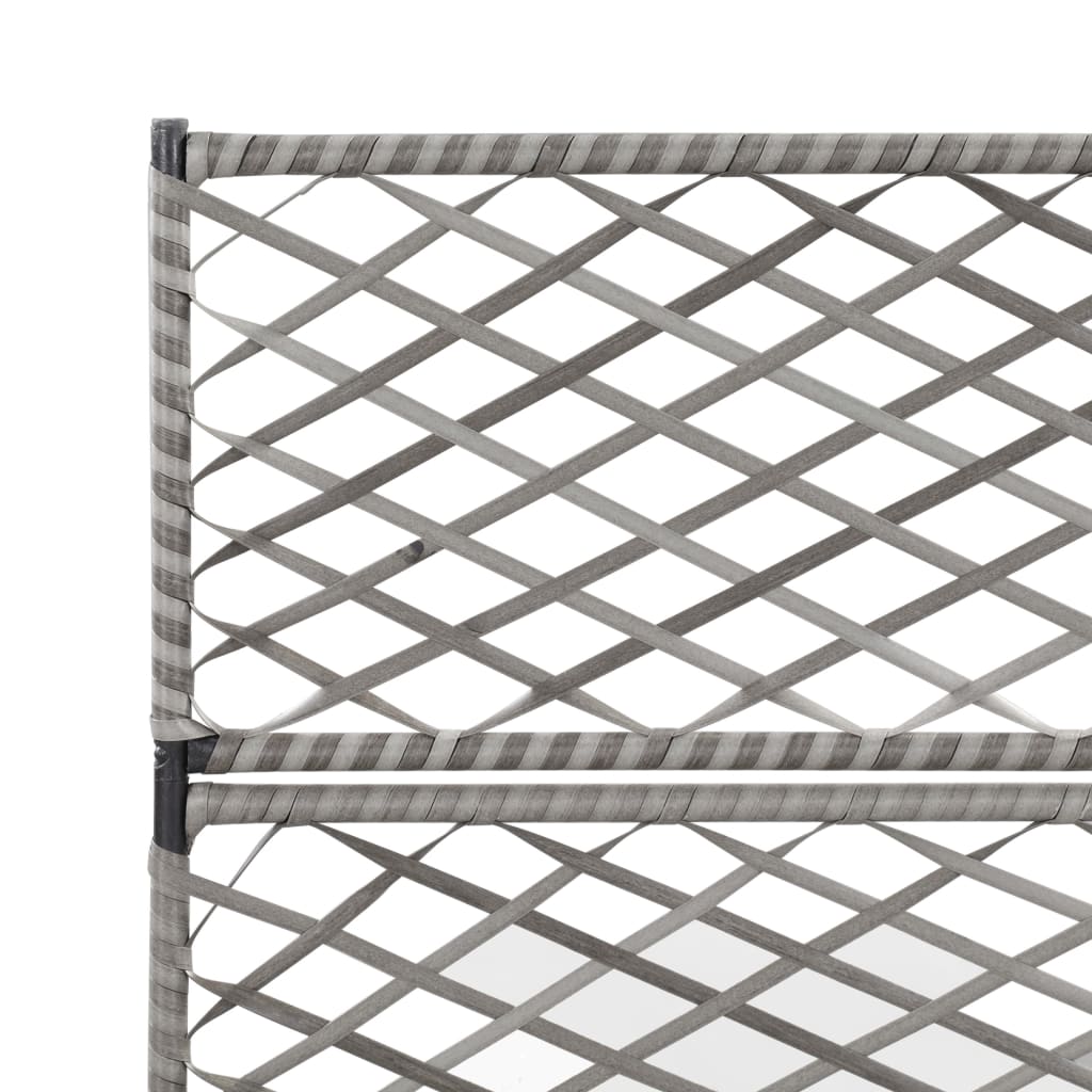 vidaXL Donica z kratką i 3 wkładami, 83x30x130 cm, polirattan, szara